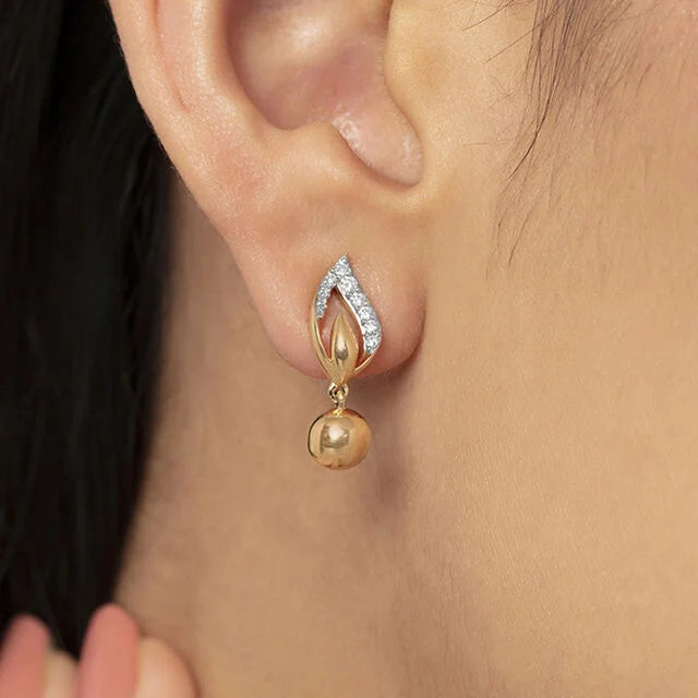 Subtle Glamour Gold & Diamond Drop Earrings