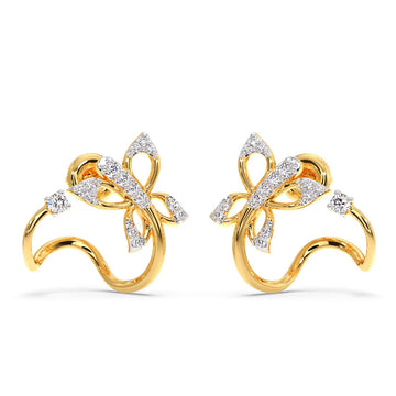 Flatter Butterfly Diamond Half Hoop Earrings