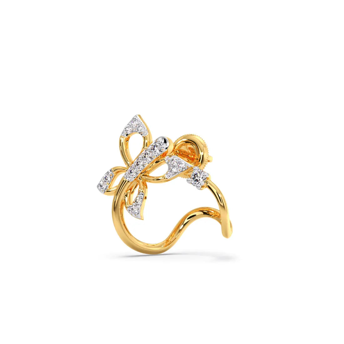 Flatter Butterfly Diamond Half Hoop Earrings